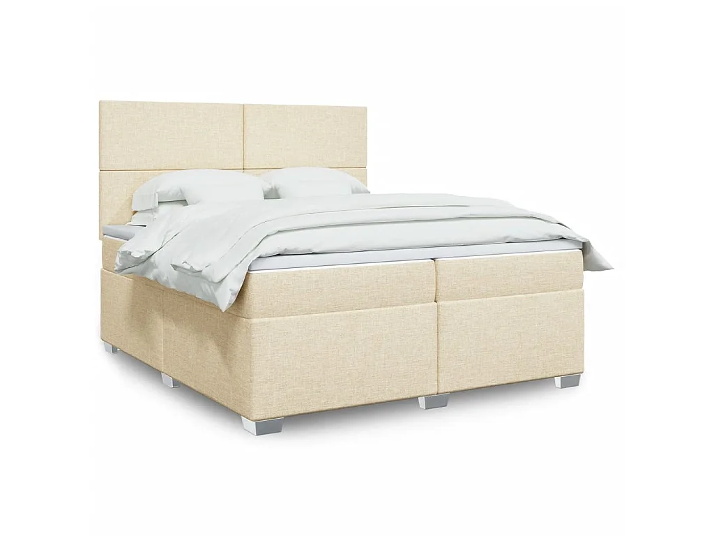Boxspringbett mit Matratze Creme 200x200 cm Stoff