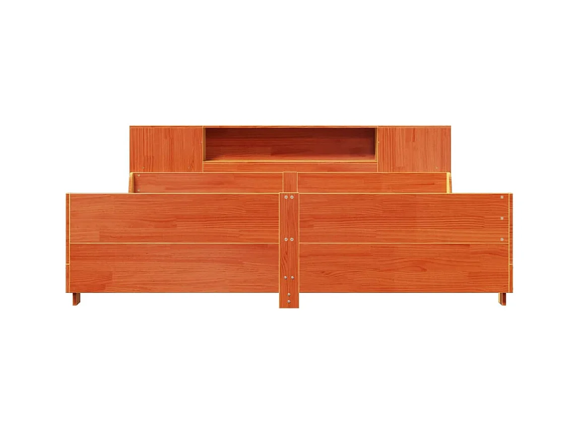 Cadre de lit sans matelas cire marron 200x200cm bois pin massif