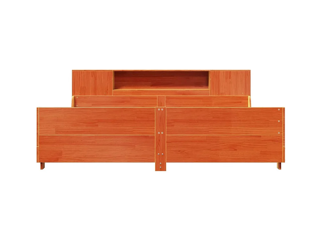 Cadre de lit sans matelas cire marron 200x200cm bois pin massif