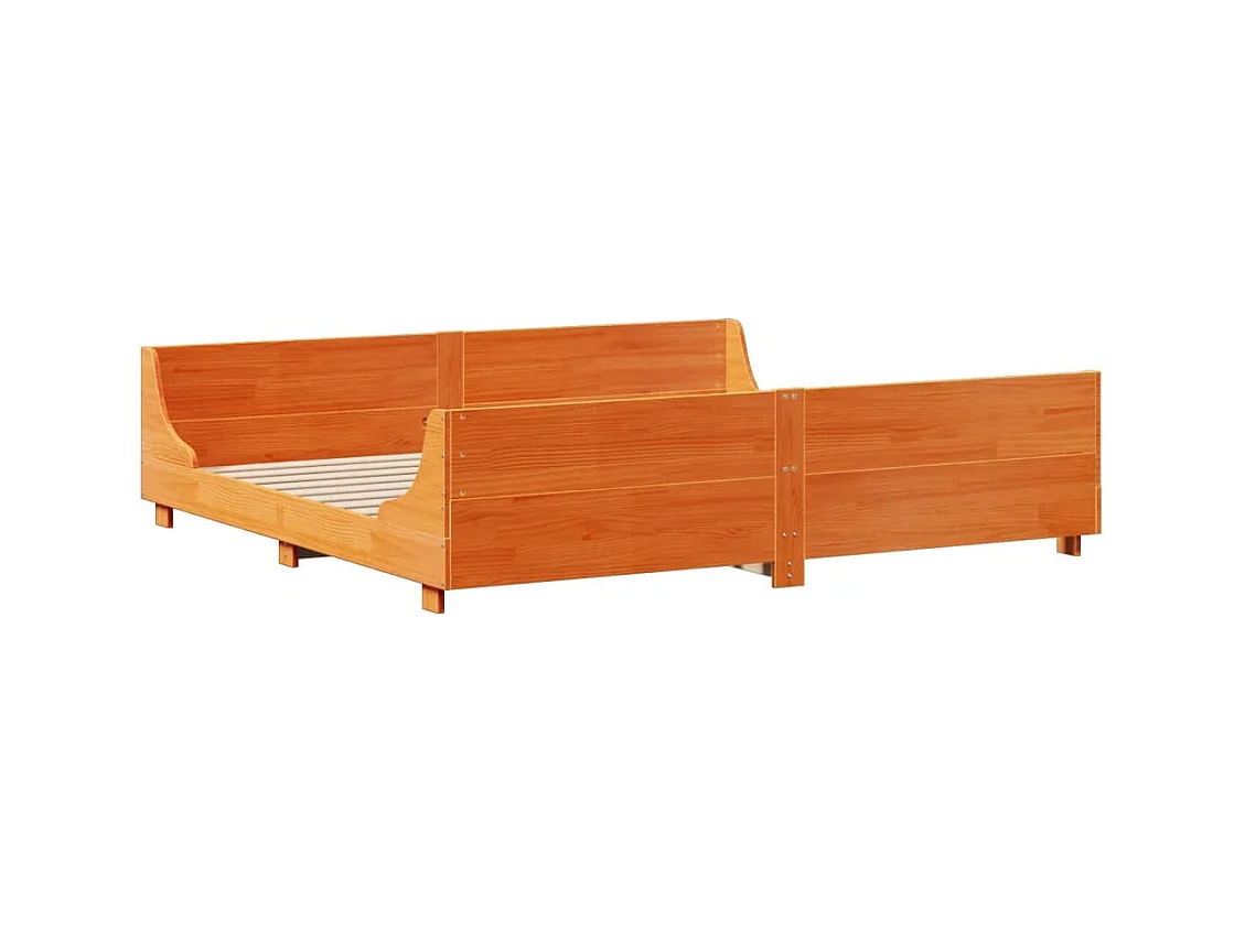 Cadre de lit sans matelas cire marron 200x200cm bois pin massif