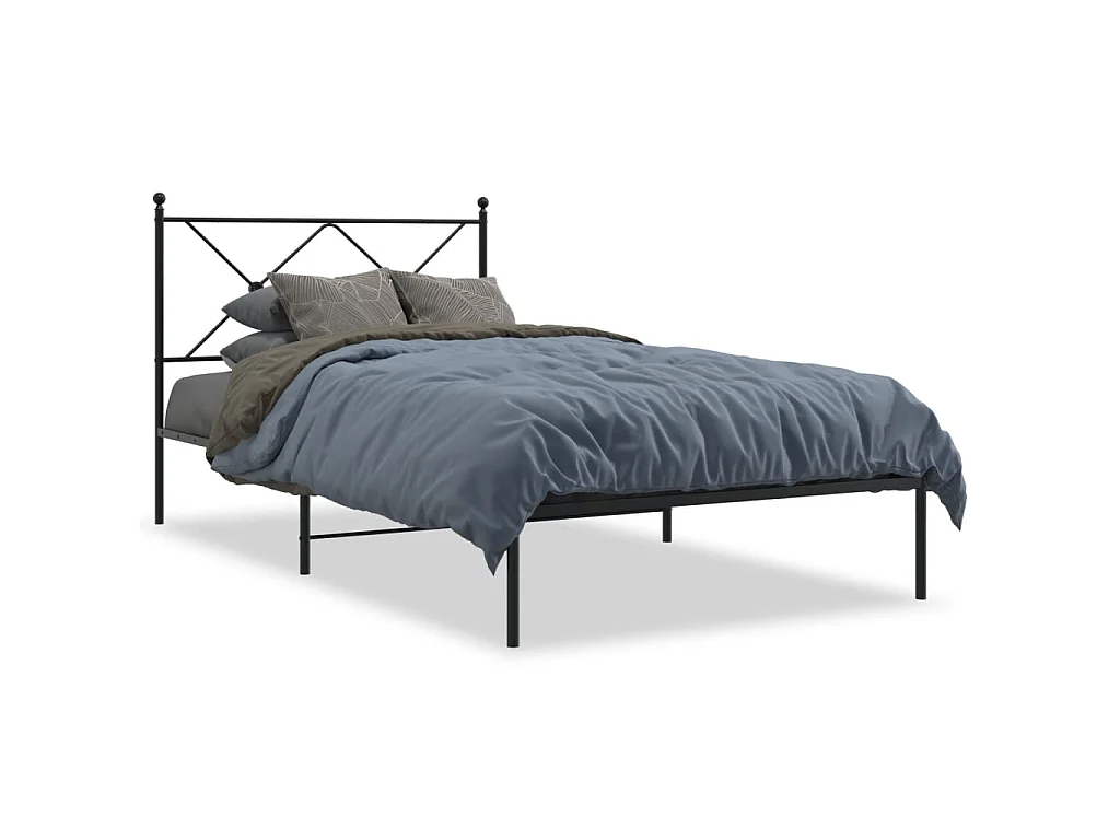 Giroletto con Testiera in Metallo Nero 107x203 cm