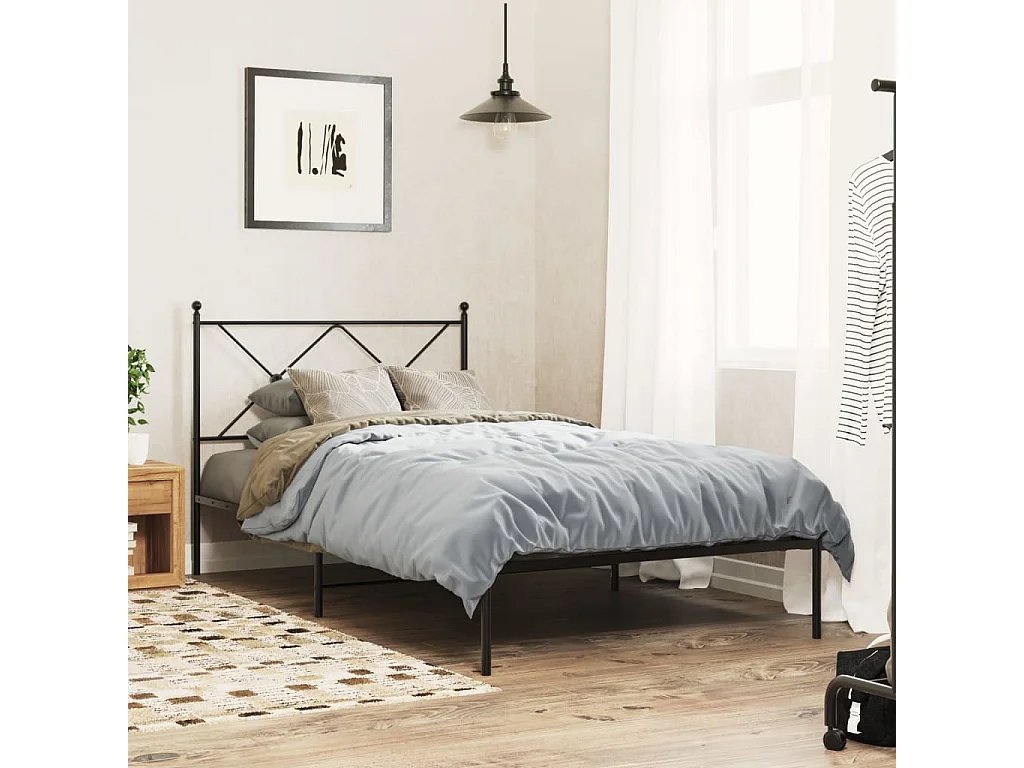 Giroletto con Testiera in Metallo Nero 107x203 cm