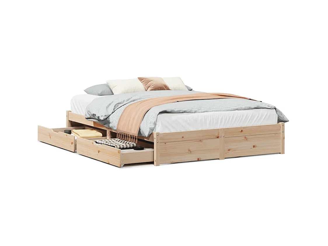 Cadre de lit sans matelas 150x200 cm bois de pin massif
