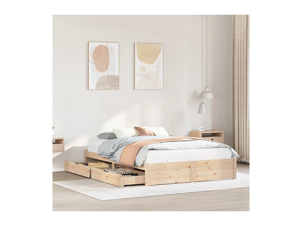 Bedframe zonder matras massief grenenhout 150x200 cm