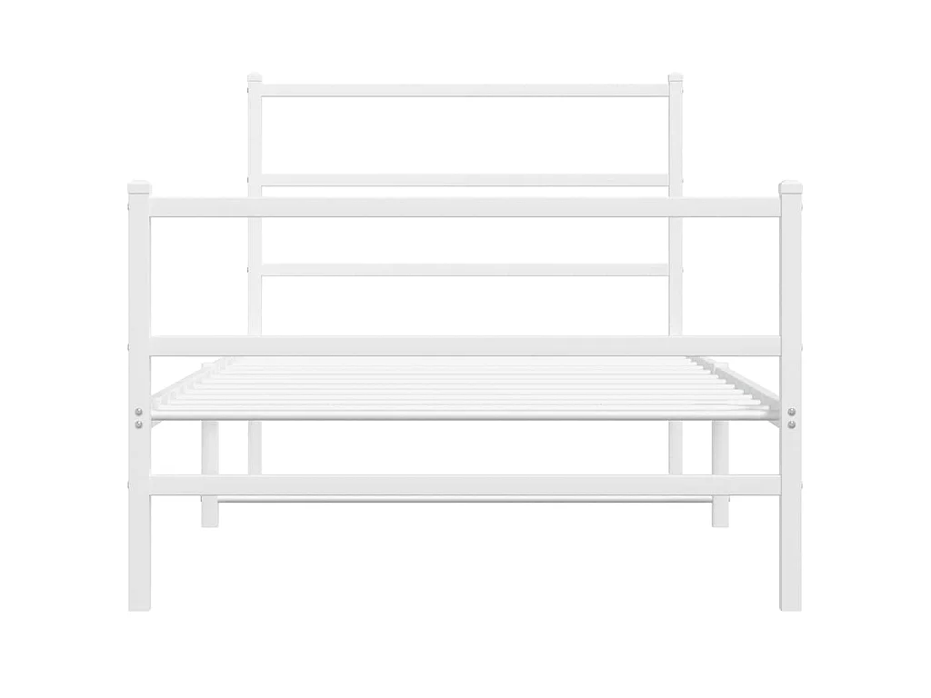 Cadre de lit métal sans matelas et pied de lit blanc 107x203 cm