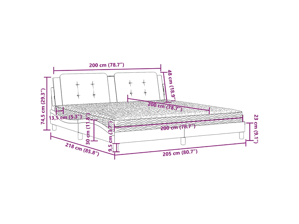 Letto con Materasso Zadar Cappuccino 200x200cm Similpelle