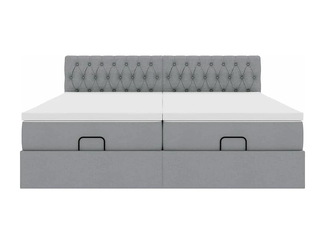 Cadre de lit ottoman et matelas gris clair 200x200cm tissu