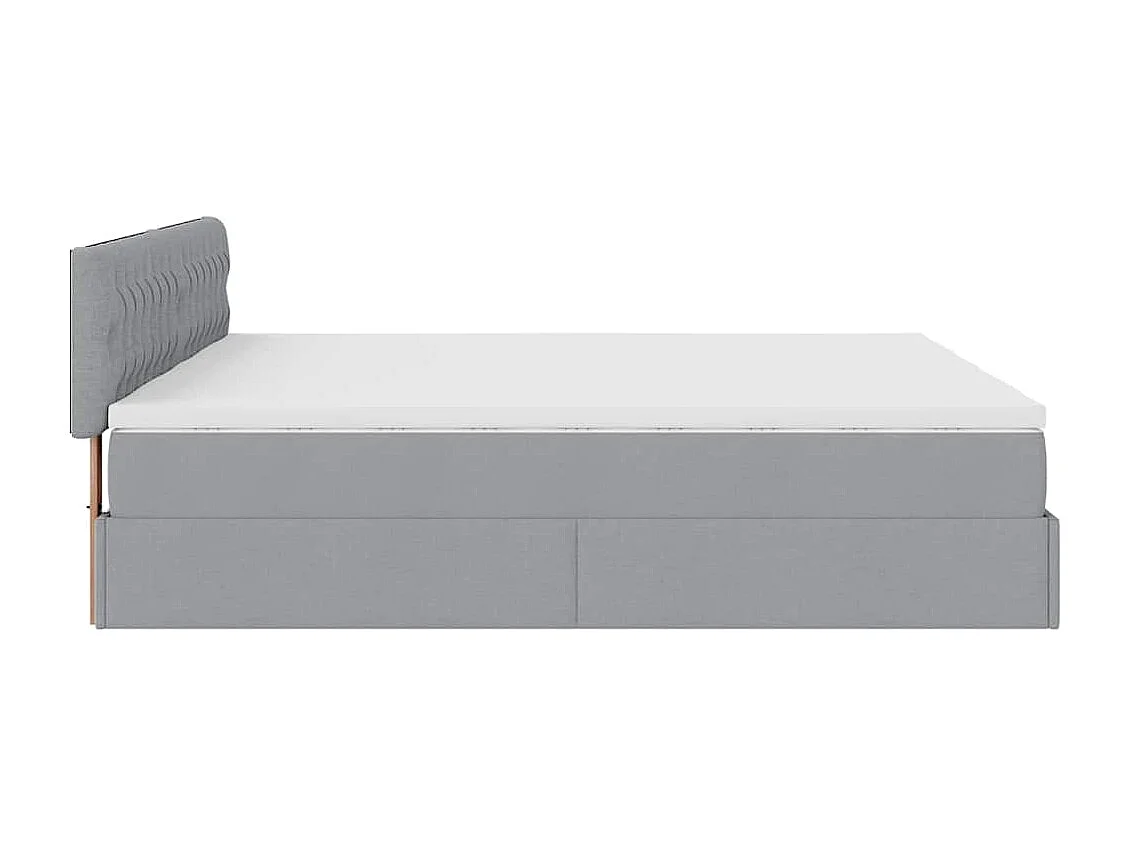 Cadre de lit ottoman et matelas gris clair 200x200cm tissu