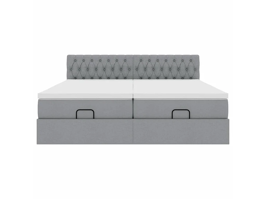 Ottoman-Bett mit Matratzen Hellgrau 200x200 cm Stoff