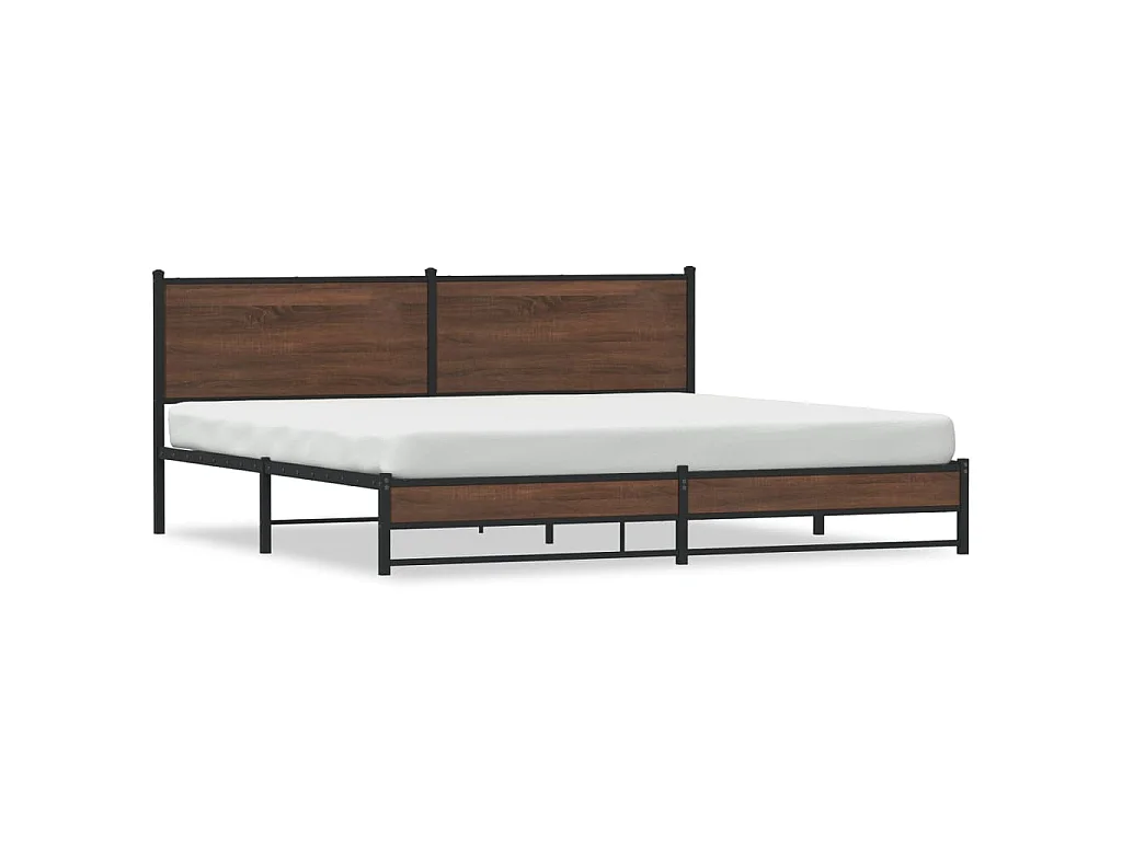 Estructura de cama sin colchón metal roble marrón 200x200 cm