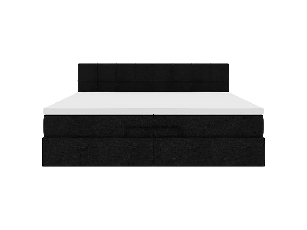 Struttura Letto Pouf con Materassi Nero 200x200 cm in Tessuto