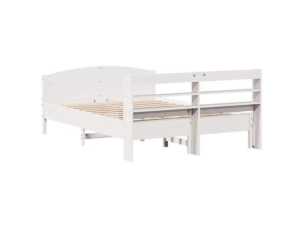 Cama sem colchão 150x200 cm madeira de pinho maciça branco
