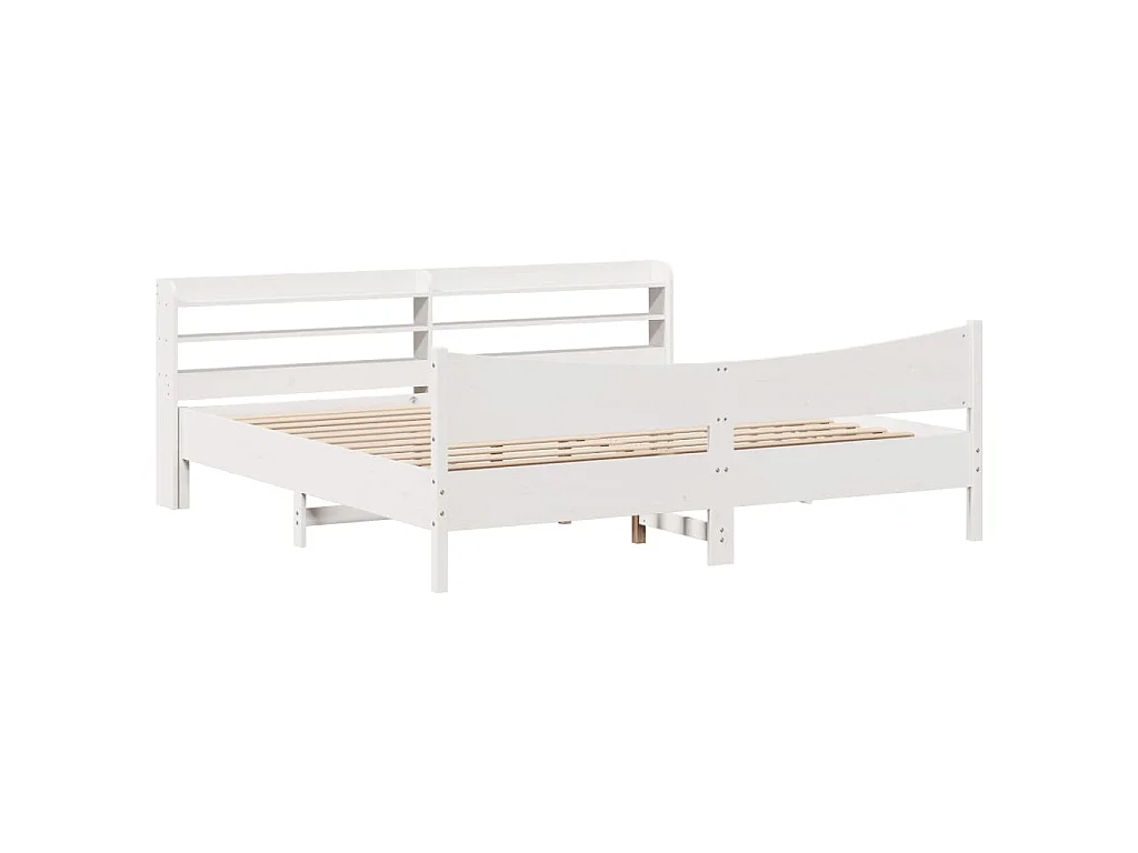 Cadre de lit et tête de lit blanc 200x200 cm bois de pin massif