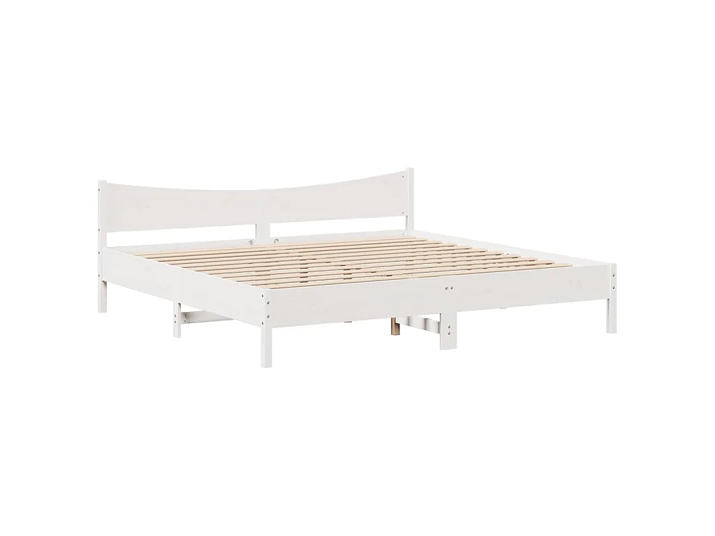 Cadre de lit et tête de lit blanc 200x200 cm bois de pin massif