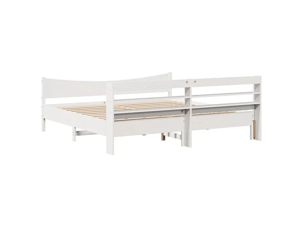 Cadre de lit et tête de lit blanc 200x200 cm bois de pin massif