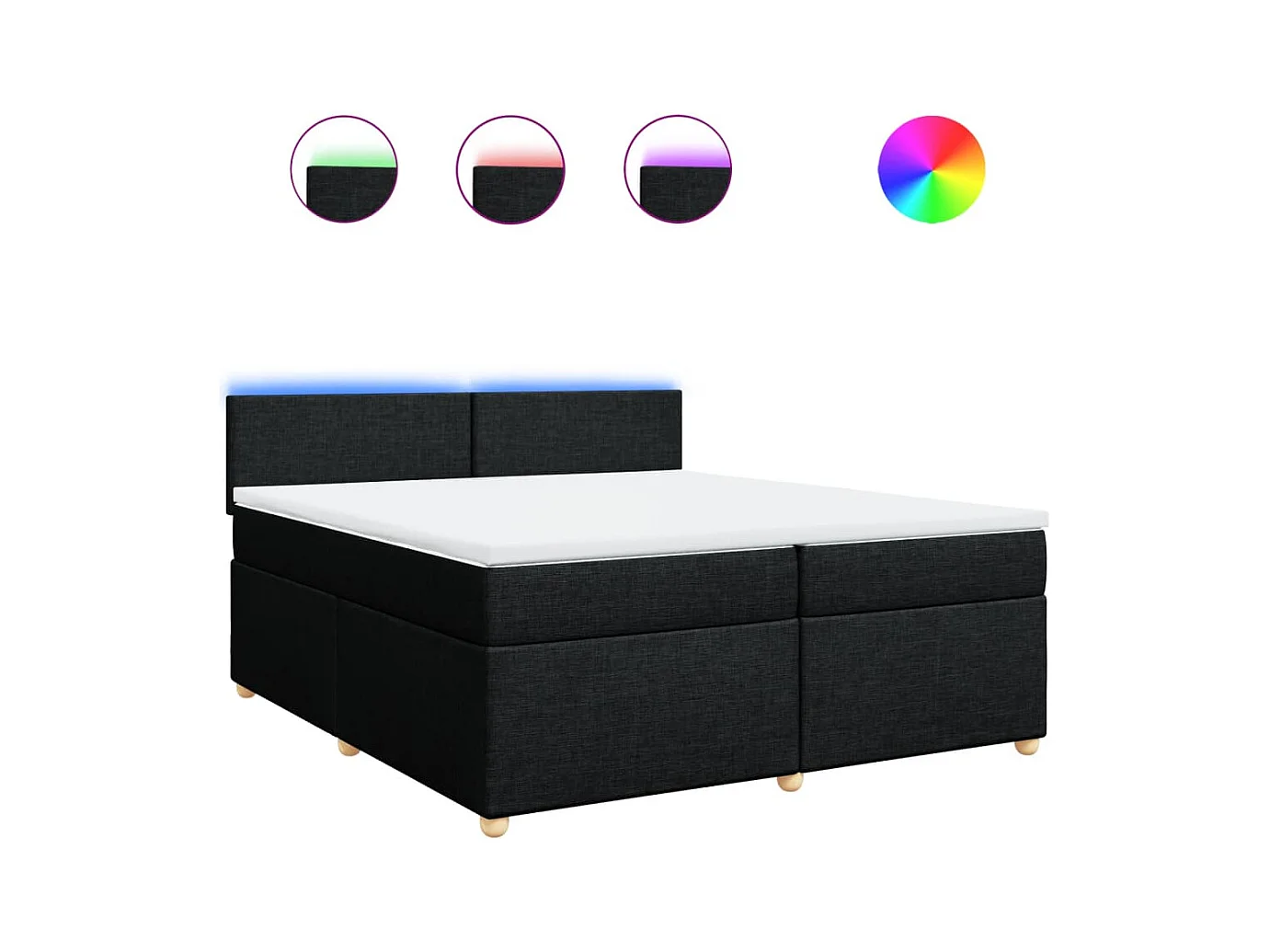 Boxspringbett mit Matratze Schwarz 200x200 cm Stoff