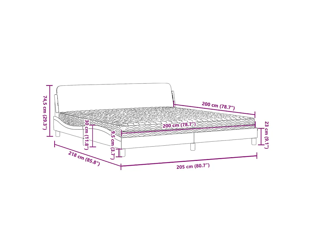 Letto con Materasso Dover Cappuccino 200x200cm Similpelle