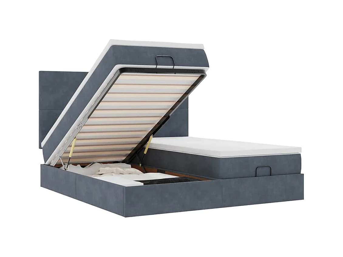 Ottoman bed met matrassen 200x200cm fluweel donkergrijs