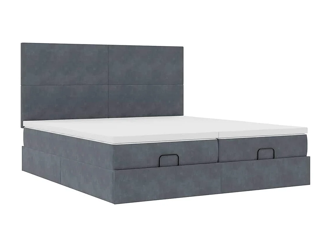 Cadre de lit ottoman avec matelas gris foncé 200x200 cm velours
