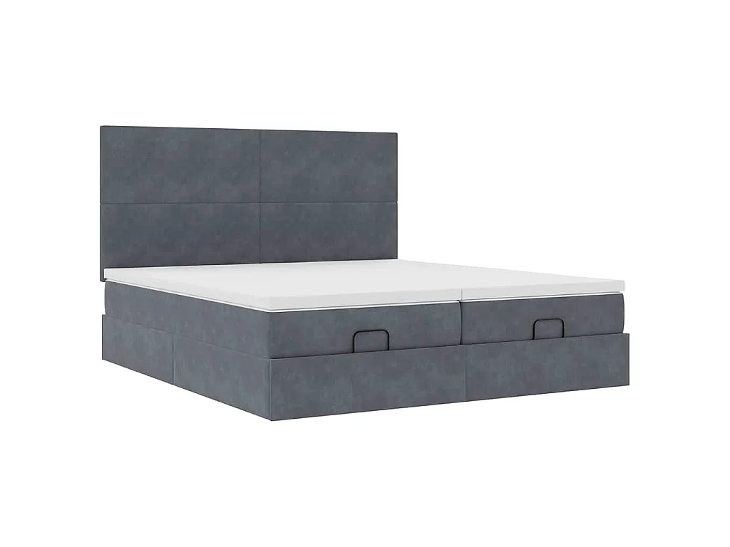 moldura de cama otomana  com colchão cinza escuro veludo