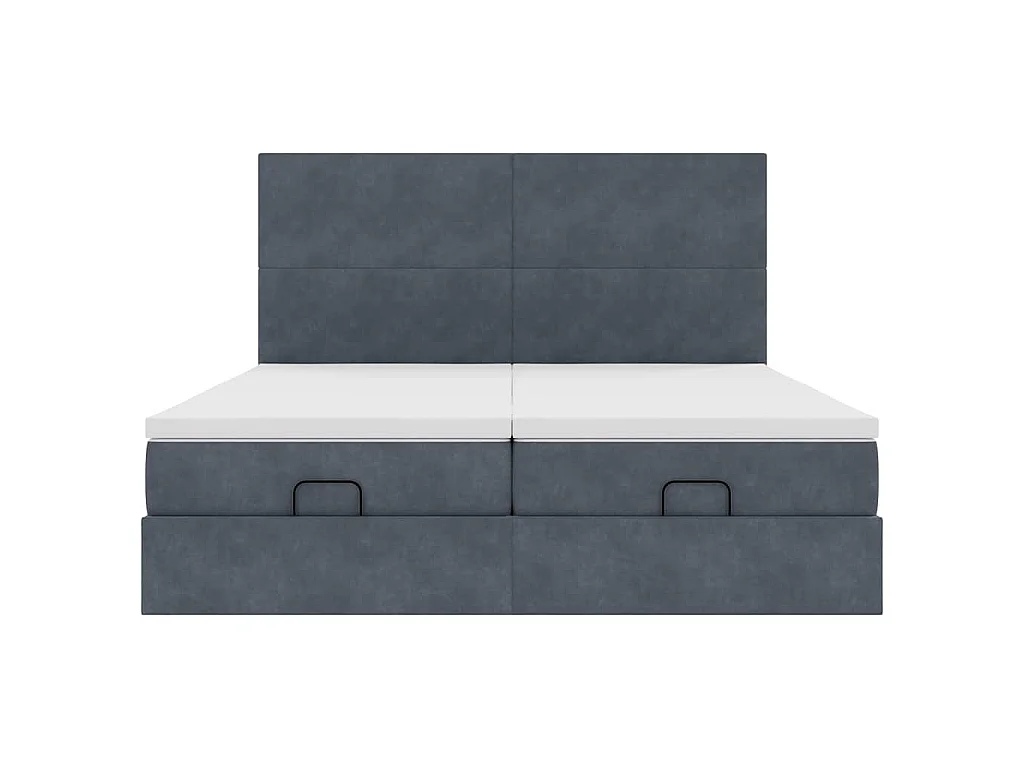 moldura de cama otomana  com colchão cinza escuro veludo