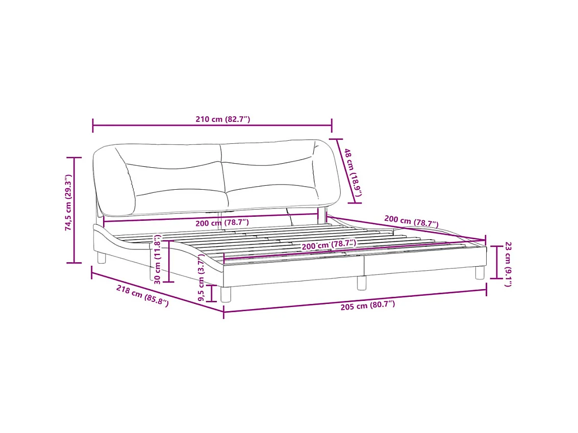 Bettgestell mit LED ohne Matratze "Hvar" Weiß 200x200 cm