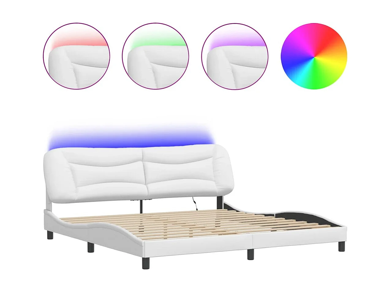 Bettgestell mit LED ohne Matratze "Hvar" Weiß 200x200 cm