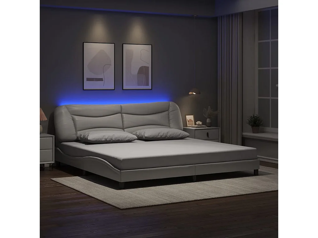Bedframe met LED zonder matras "Hvar" wit 200x200 cm