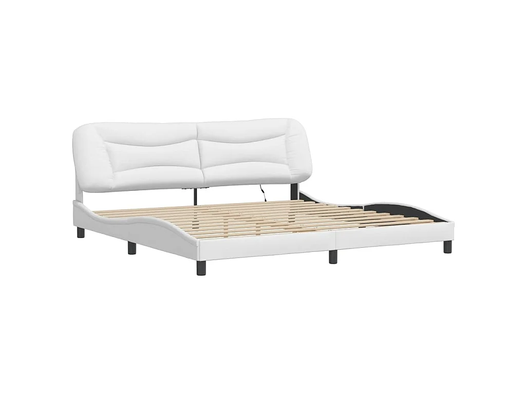 Cadre de lit avec LED sans matelas Hvar blanc 200x200 cm