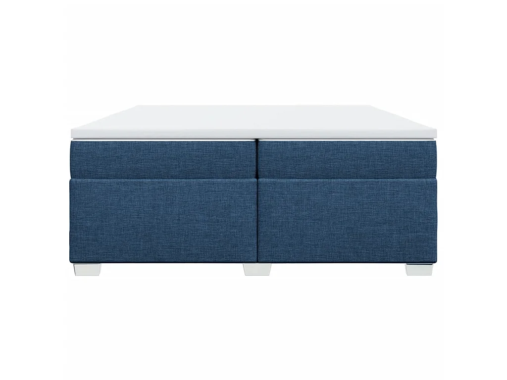 Cama box spring con colchón tela azul 200x200 cm