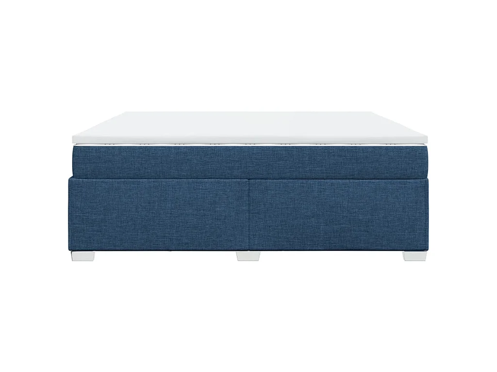 Cama box spring con colchón tela azul 200x200 cm