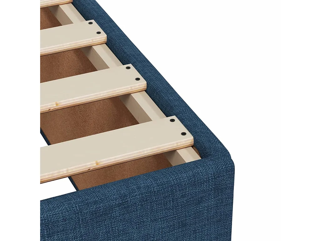Cama box spring con colchón tela azul 200x200 cm