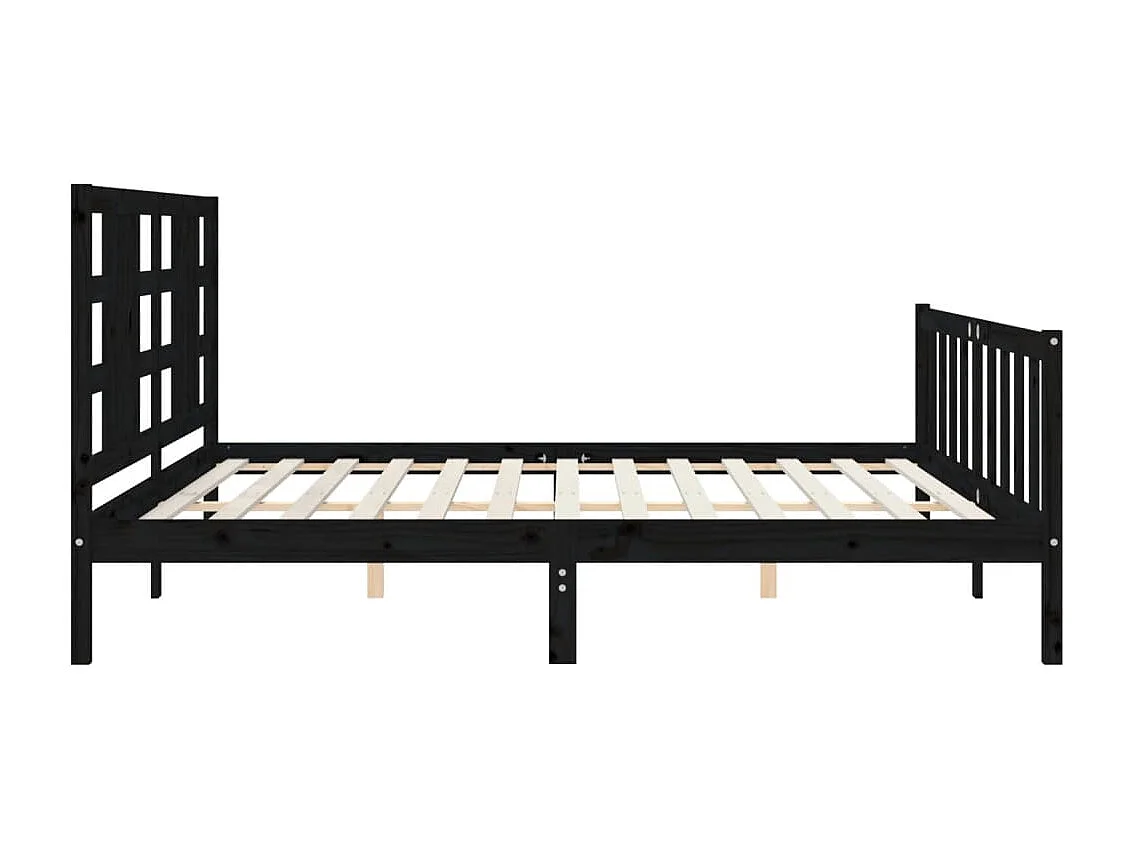 Bedframe met hoofdbord massief hout zwart 200x200 cm