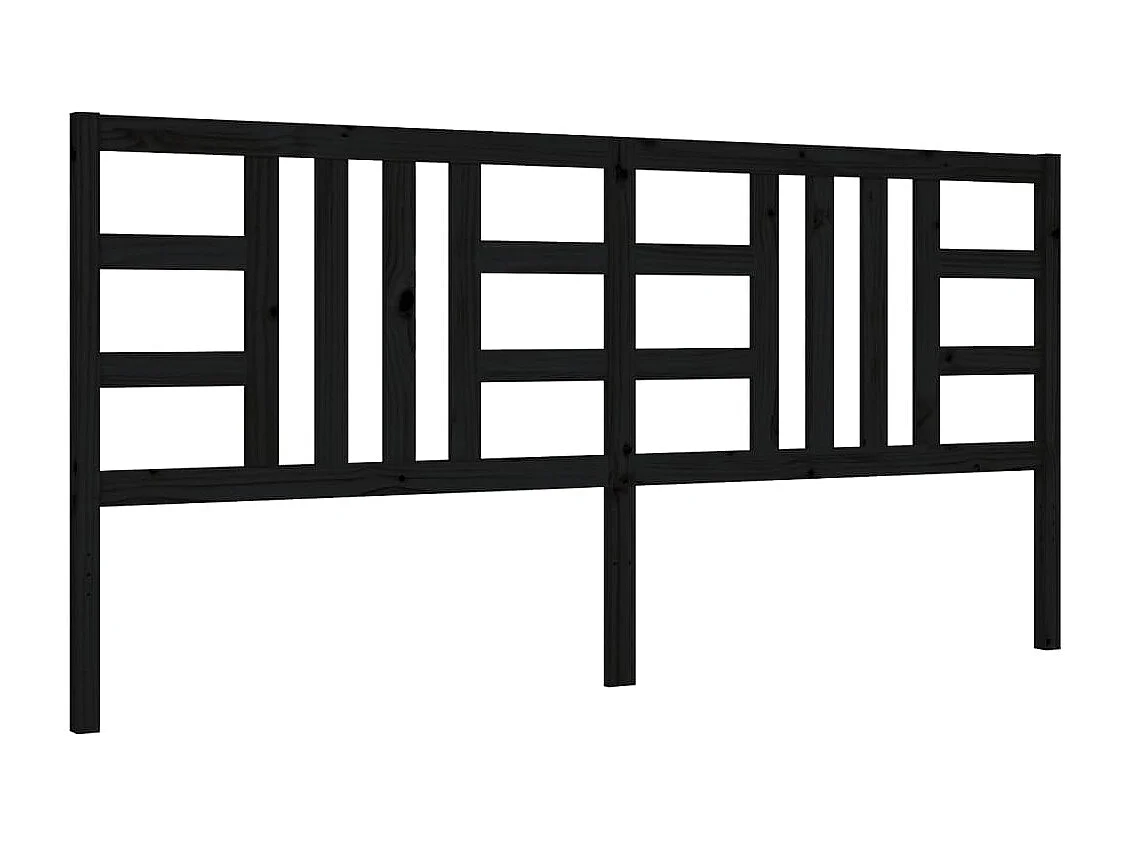 Bedframe met hoofdbord massief hout zwart 200x200 cm