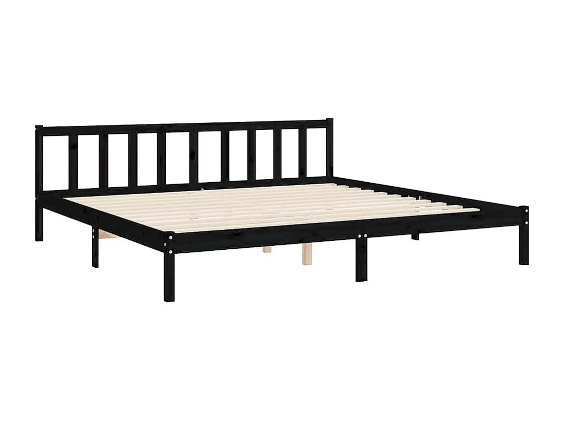Bedframe met hoofdbord massief hout zwart 200x200 cm