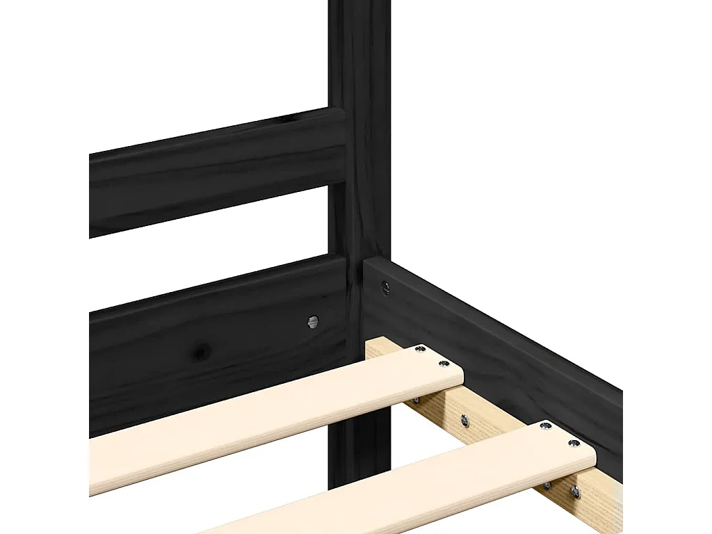 Bedframe met hoofdbord massief hout zwart 200x200 cm