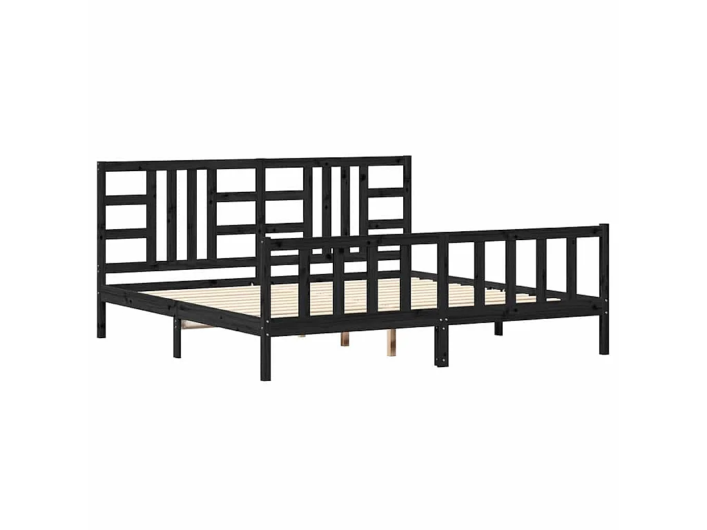 Cadre de lit sans matelas noir 200x200 cm bois massif de pin