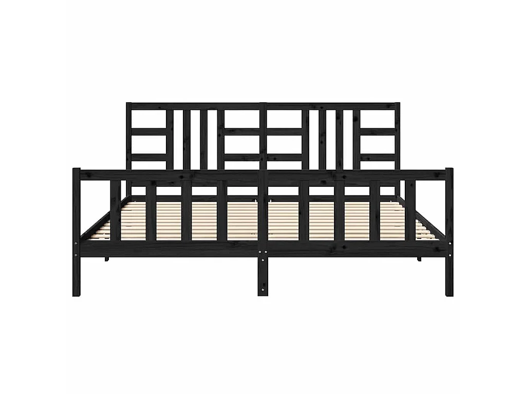 Cadre de lit sans matelas noir 200x200 cm bois massif de pin