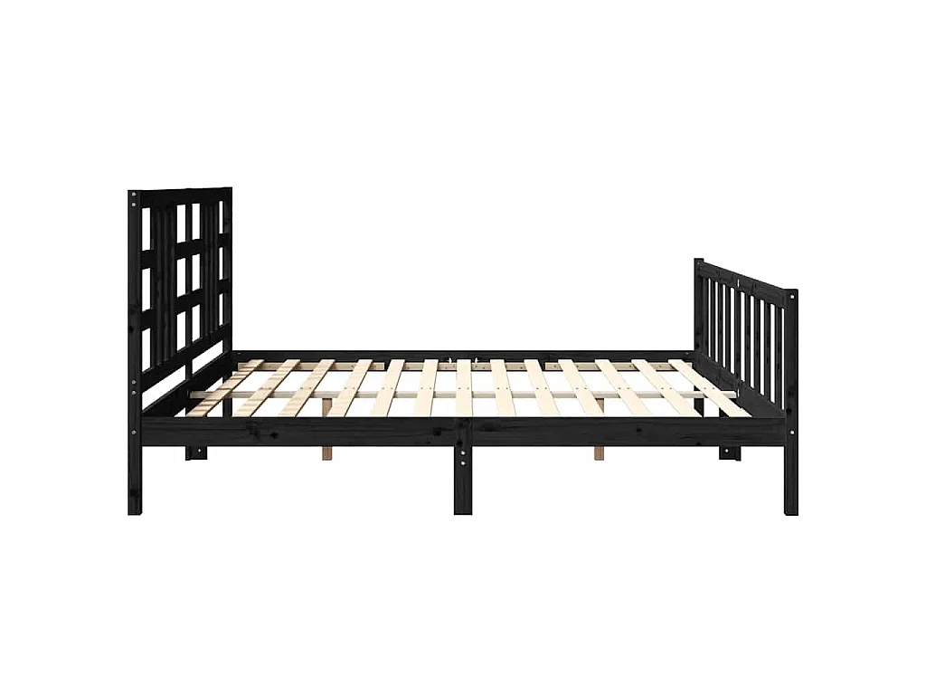 Cadre de lit sans matelas noir 200x200 cm bois massif de pin