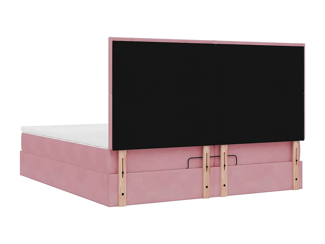Ottoman bed met matrassen 200x200cm fluweel roze