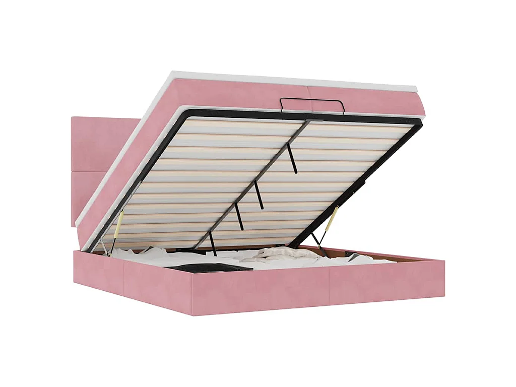 moldura de cama otomana  com colchão rosa 200x200cm Veludo