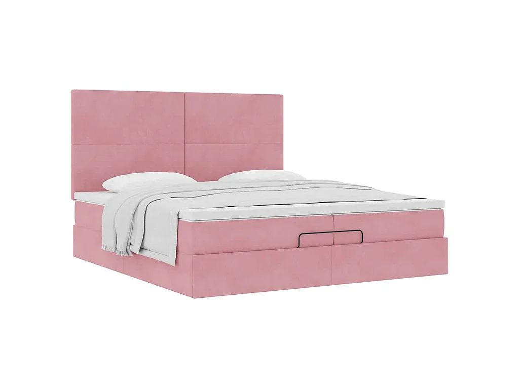 moldura de cama otomana  com colchão rosa 200x200cm Veludo