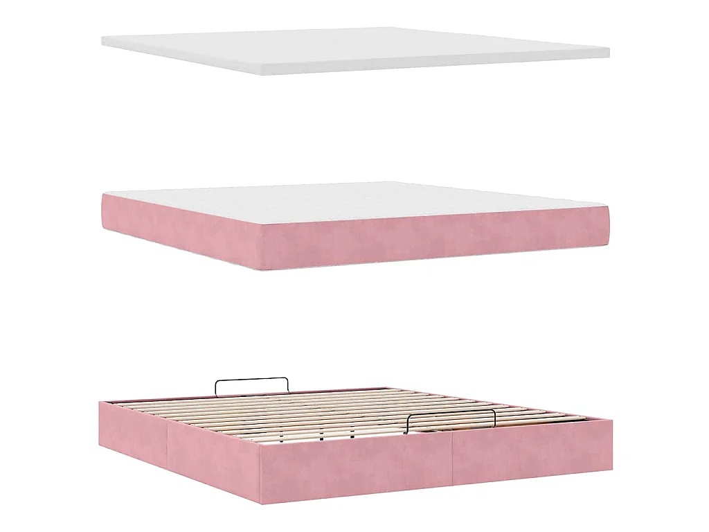 moldura de cama otomana  com colchão rosa 200x200cm Veludo