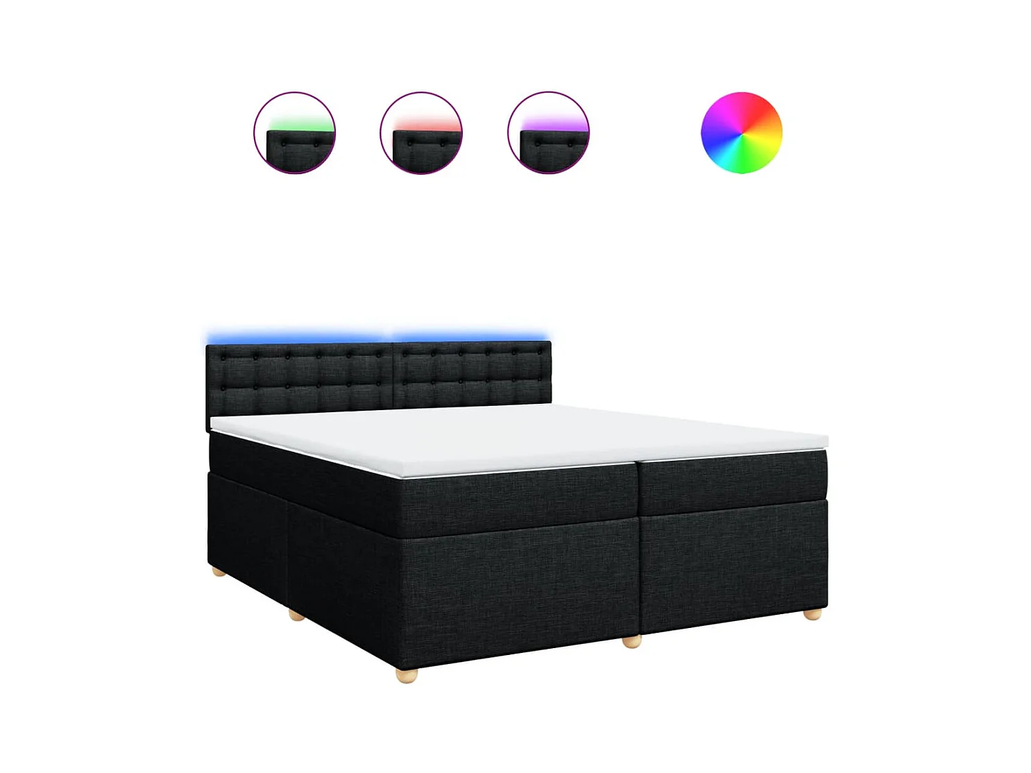 Sommier à lattes de lit avec matelas Noir 200x200 cm Tissu