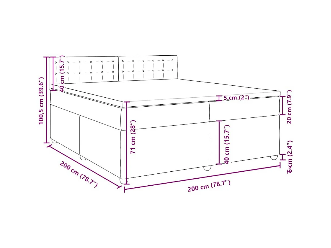 Sommier à lattes de lit avec matelas Noir 200x200 cm Tissu