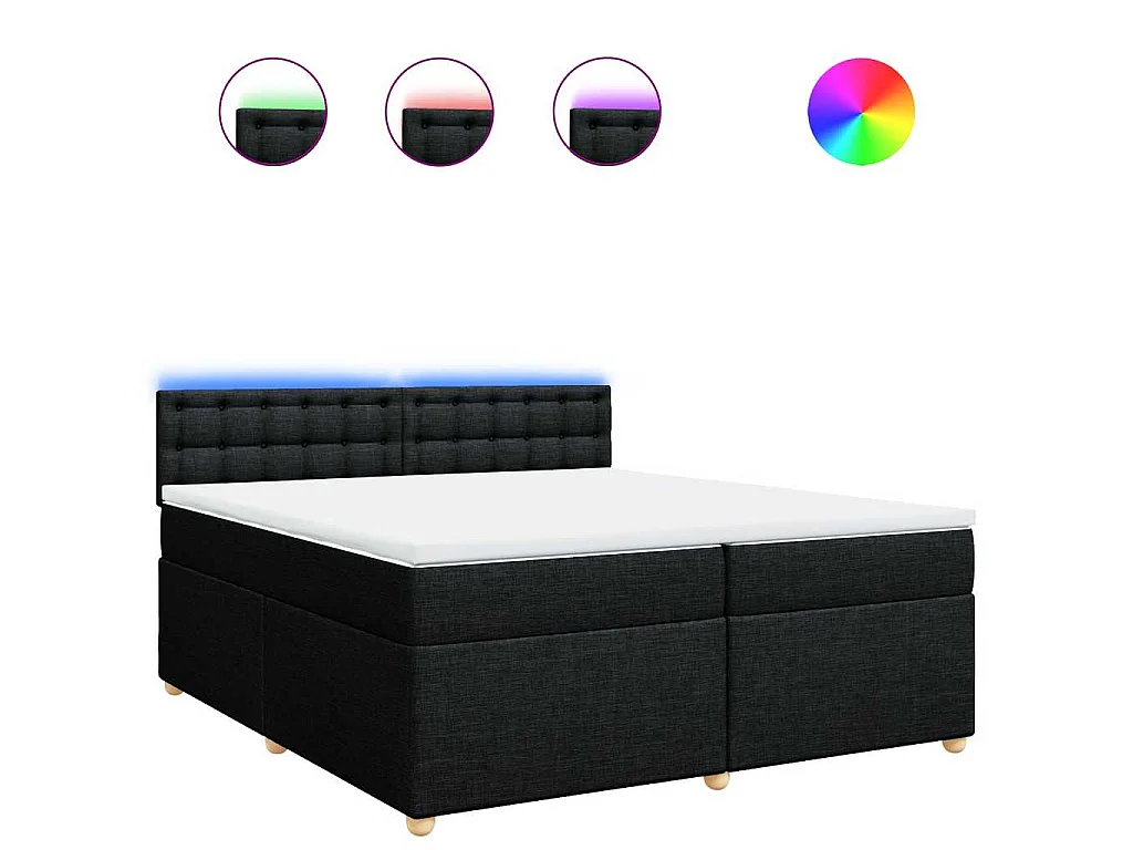 Cama box spring con colchón tela negro 200x200 cm