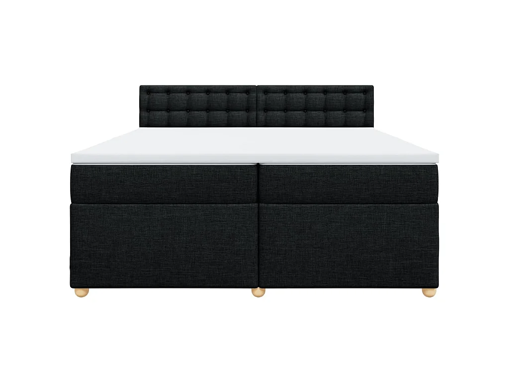 Cama box spring con colchón tela negro 200x200 cm