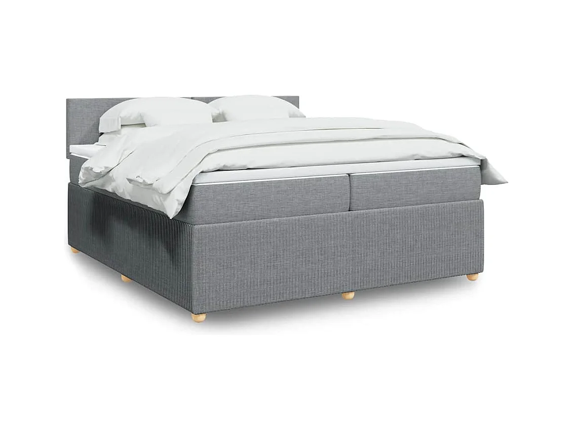 Cama box spring con colchón tela gris claro 200x200 cm