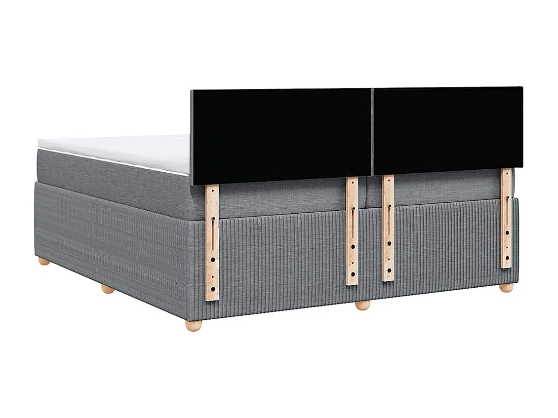 Cama box spring con colchón tela gris claro 200x200 cm