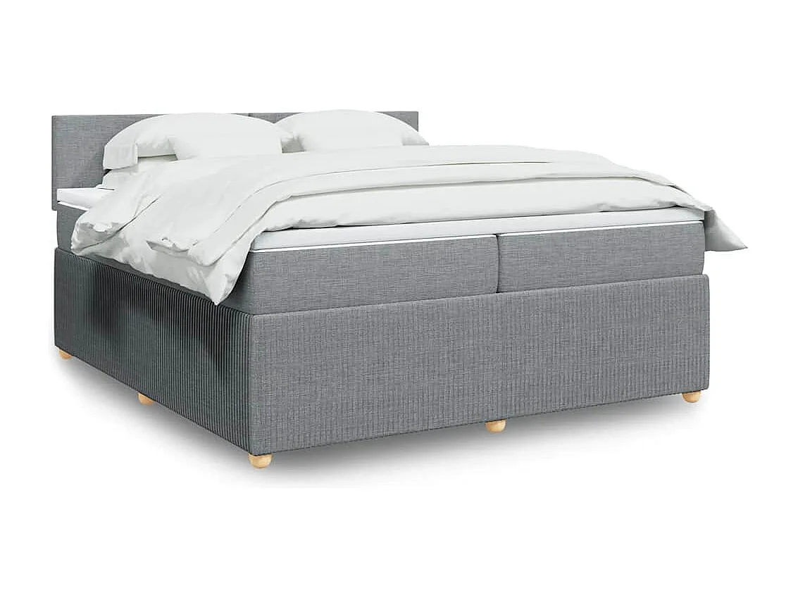Boxspringbett mit Matratze Hellgrau 200x200 cm Stoff